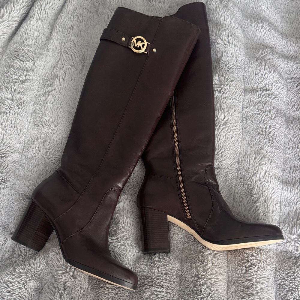 Michael Kors MK Leather Chocolate Brown Boots